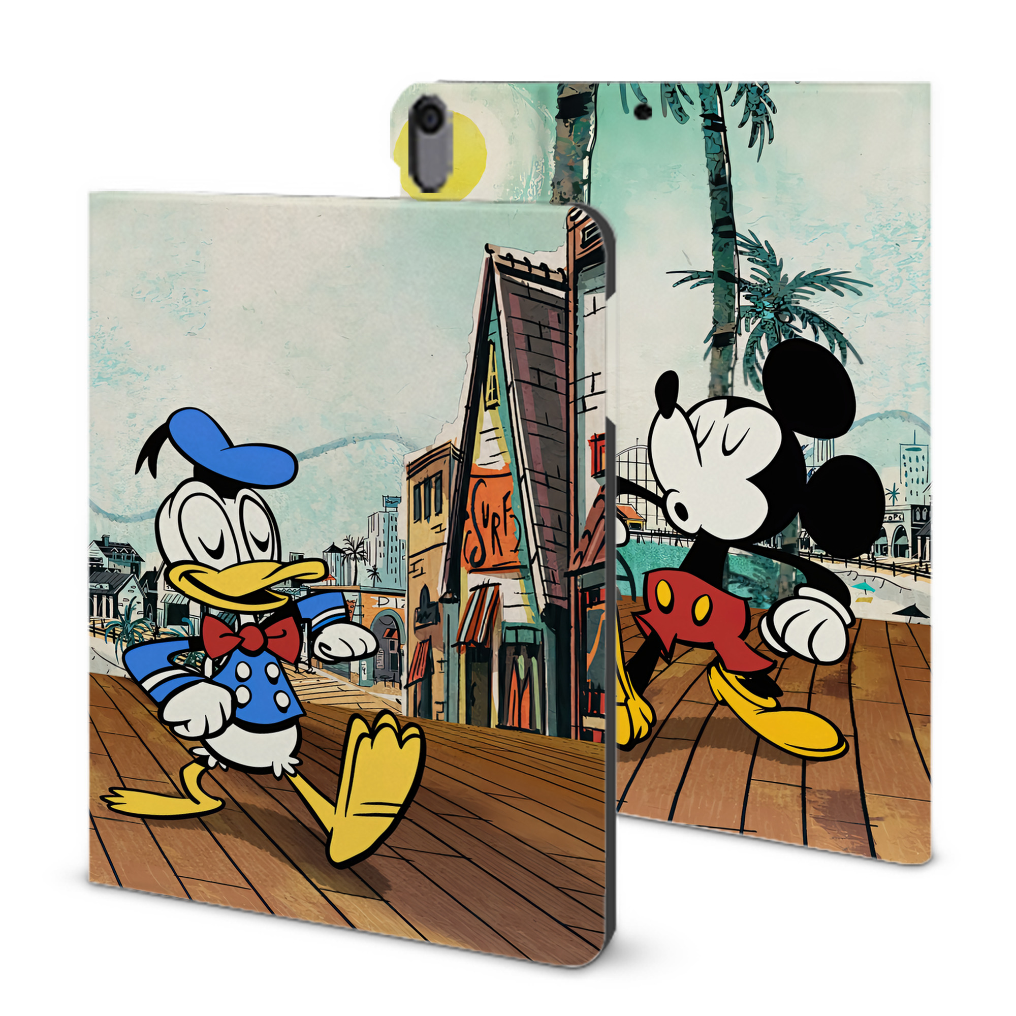 （画像用） ミッキーマウス Mickey Mouse IPad ケース ブック型 PUレザー TPU 耐衝撃 軽量 薄型 ペン収納なし 全面保護 IPad 各モデル対応